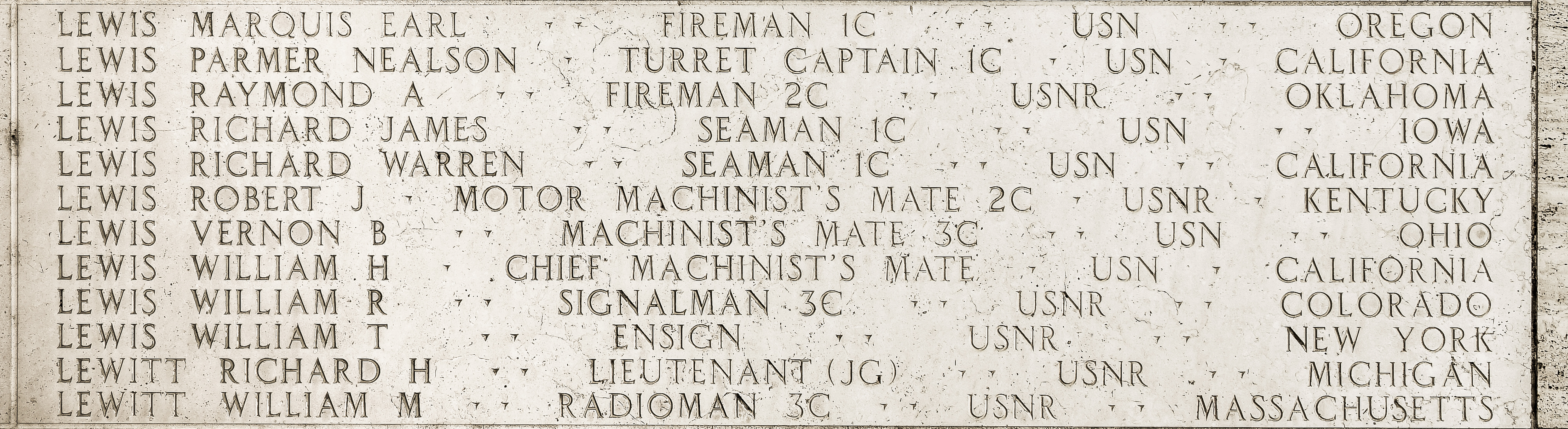 William R. Lewis, Signalman Third Class